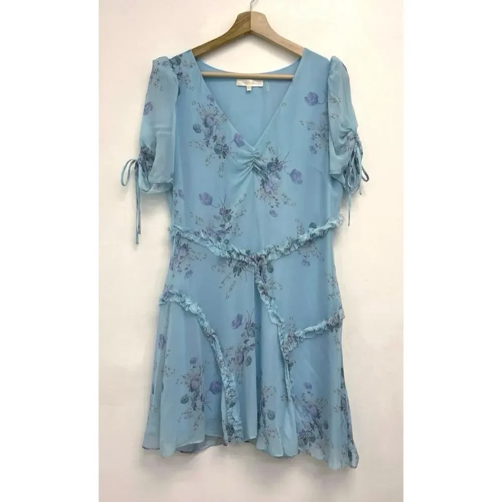 LoveShackFancy Posh Mini Dress Floral Print Cottagecore Romantic Ruffle - Size 8 - Picture 3 of 14
